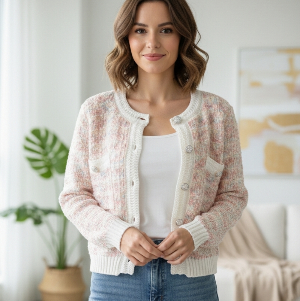 Misty Morning Button-Up Cardi - Blush
